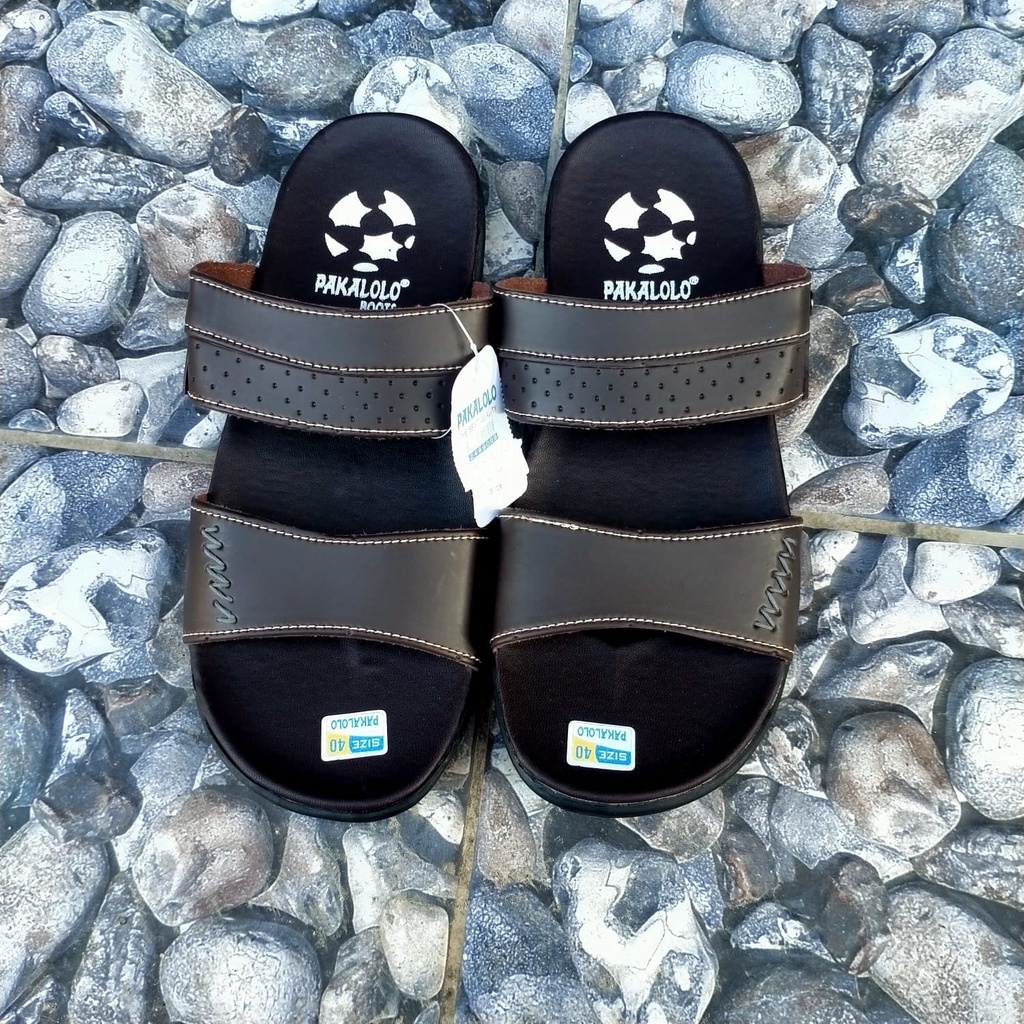 Sandal Pria Kulit Pakalolo Original 100% Selop Coklat Kekinian Terbaru Murah Meriah Keren Bagus Buat