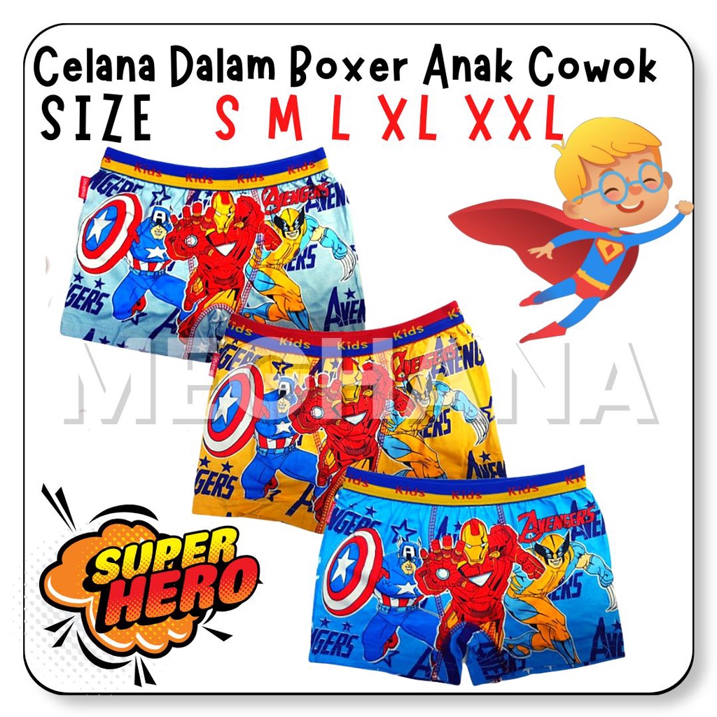 Celana Dalam Boxer Anak Laki-laki 1-2 Tahun Size S M L XL XXL