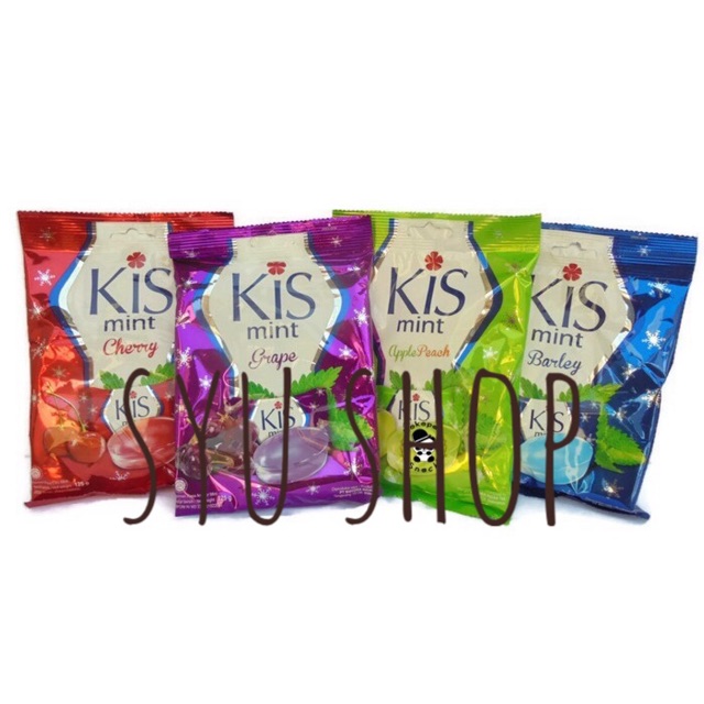 Permen kis kiss bungkus zak cherrry barley mint apel apple grape 125 gr isi 50