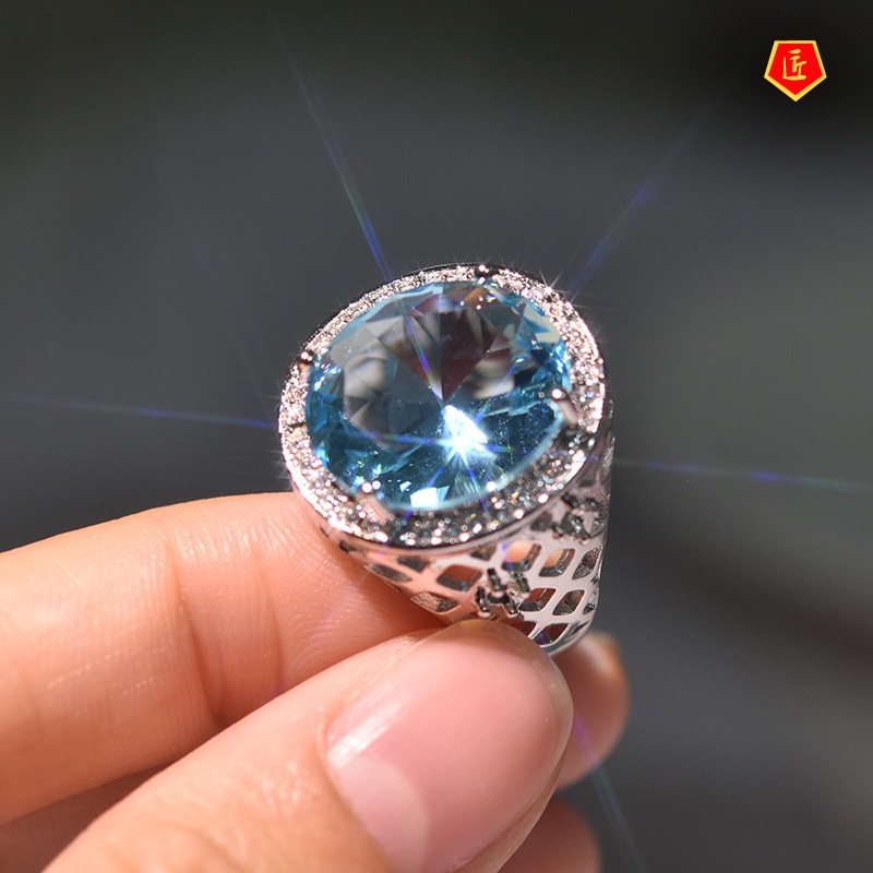 [Ready Stock]Classical Luxury Colored Gems Ring 925 Silver Jewelry