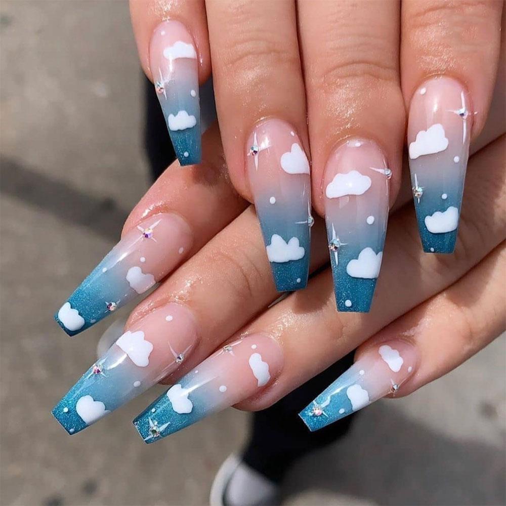 AUGUSTINA Agustin 3D Kuku Stiker Elegan Musim Semi Musim Panas Jantung Baru 5D Tipis Tangguh Bintang Berujung Lima Manikur Aksesoris DIY Nail Art