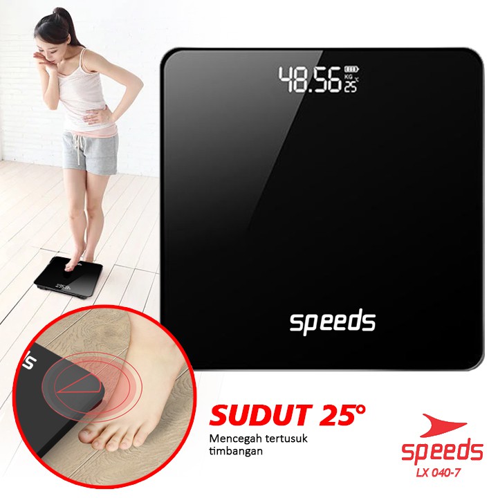 timbangan badan speeds digital 180kg scale kaca berat mini max original impor 040 7