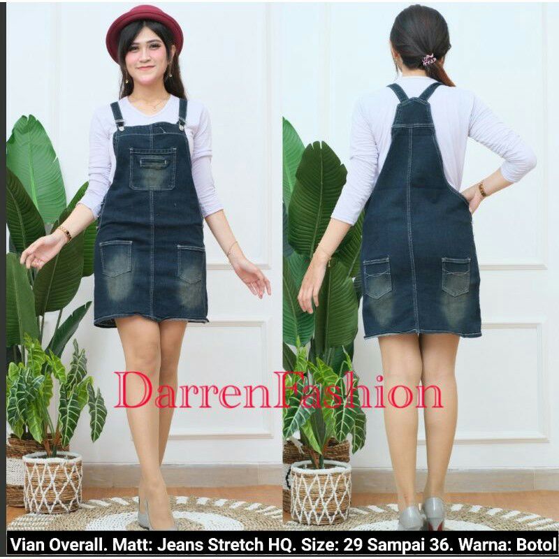 Vian Rok overal jeans pendek rok overall jeans Stretch