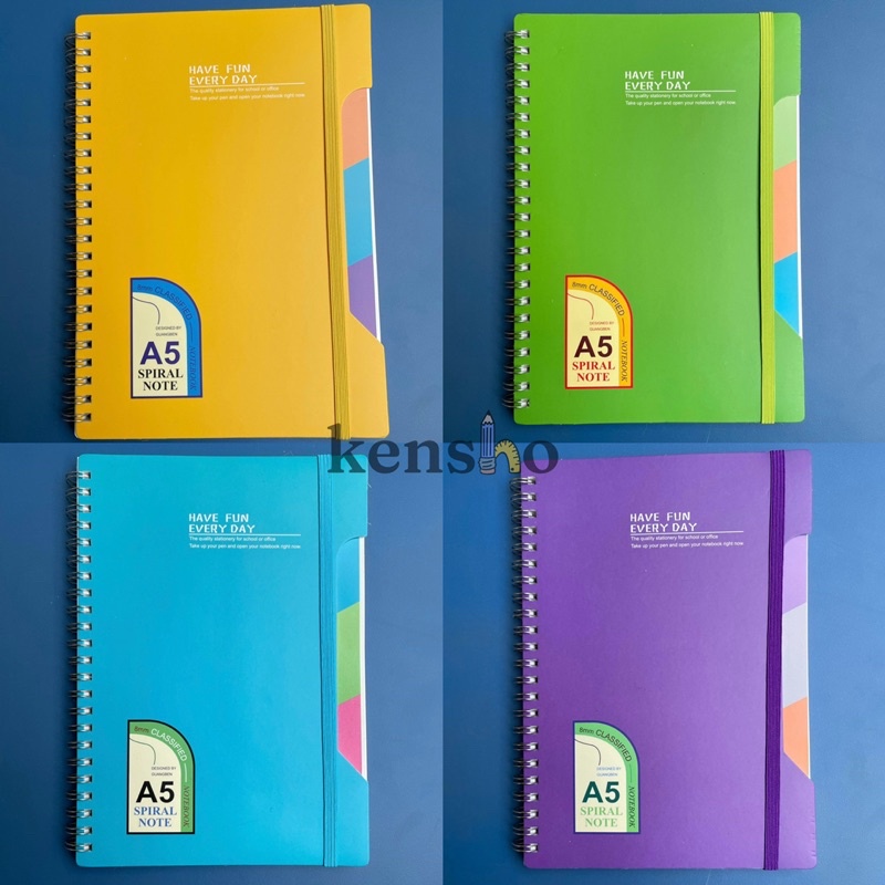 KENSHO Notebook Buku Catatan Spiral Colour A5 - 80 / Cover Polos