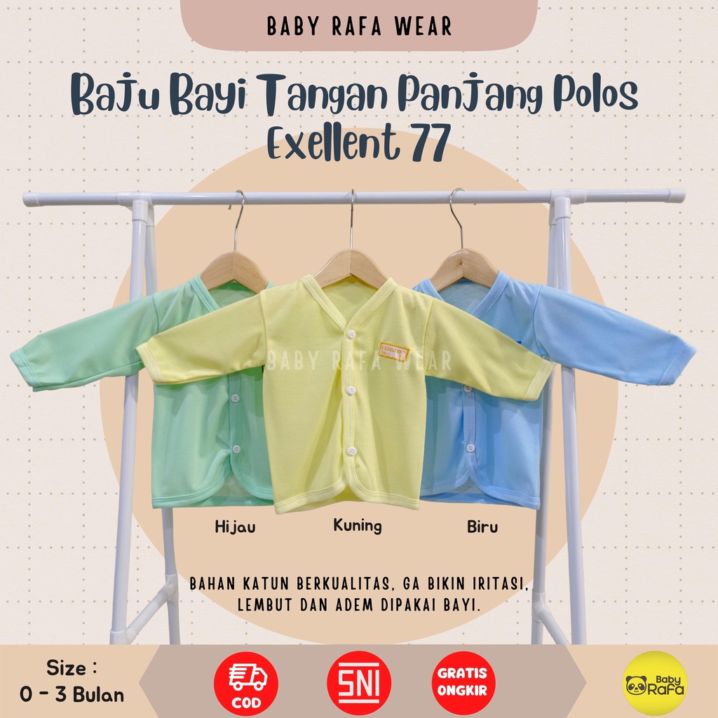 Baju Bayi Panjang POLOS Size 0 - 3 Bulan SNI EXCELLENT 77