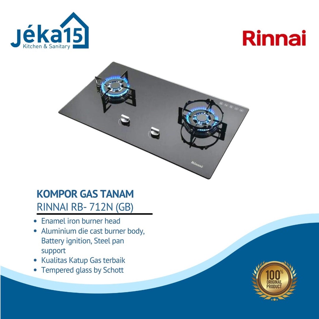Rinnai RB -712N (GB) Kompor Gas Tanam 2 Tungku