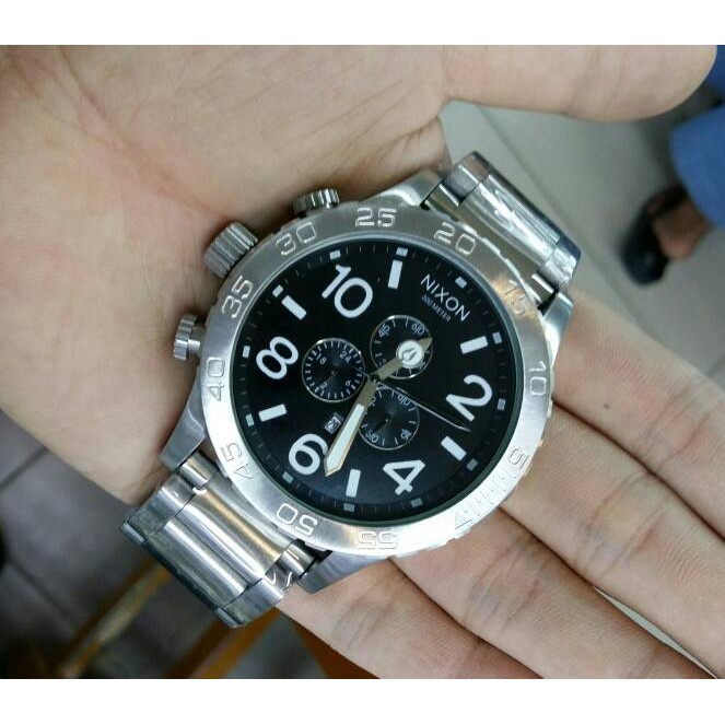 dDelta JAM TANGAN NIXON CHRONOGRAPH SILVER BLACK. SUPER GRADE AAA PREMIUM