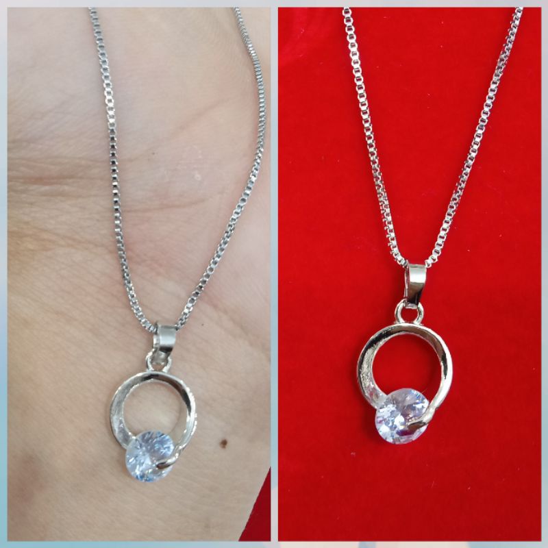 XC236.Kalung+liontin xuping wanita berlapis emas putih dengan mata zircon uk45cm