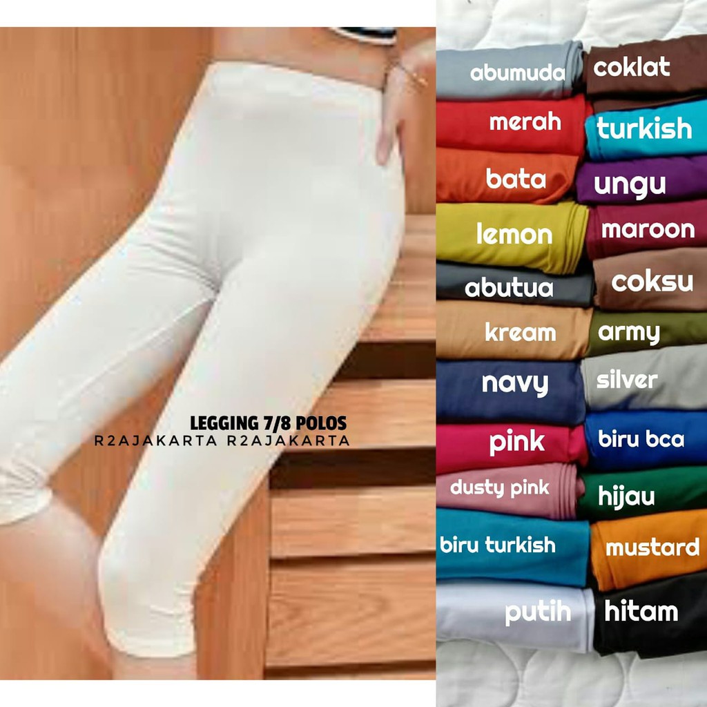 LEGGING 7/8 SPANDEX JERSEY ELASTIS WANITA POLOS STANDART - R2AJAKARTA