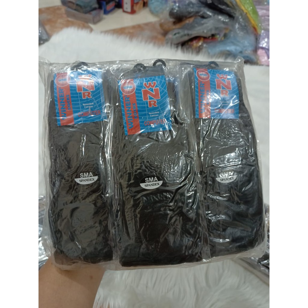 GROSIR ( 6 Pasang ) KAOS KAKI SEKOLAH / KAOS KAKI HITAM POLOS / KAOS KAKI SD SMP SMA