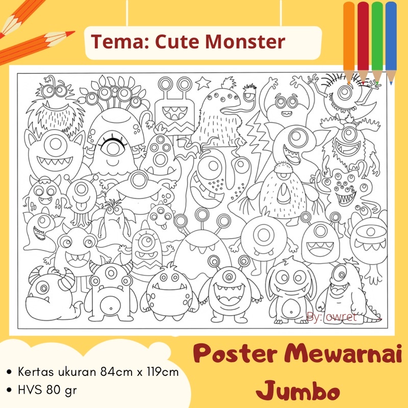 Kertas Mewarnai Jumbo, Giant Colouring Sheet, Mainan Edukasi Anak, Kertas Mewarnai Besar