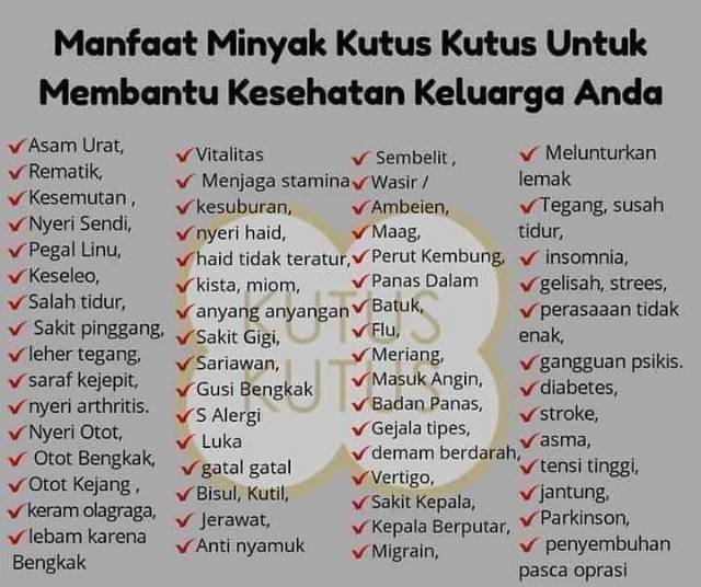 Minyak Kutus Kutus Original 100% (Kemasan Baru)