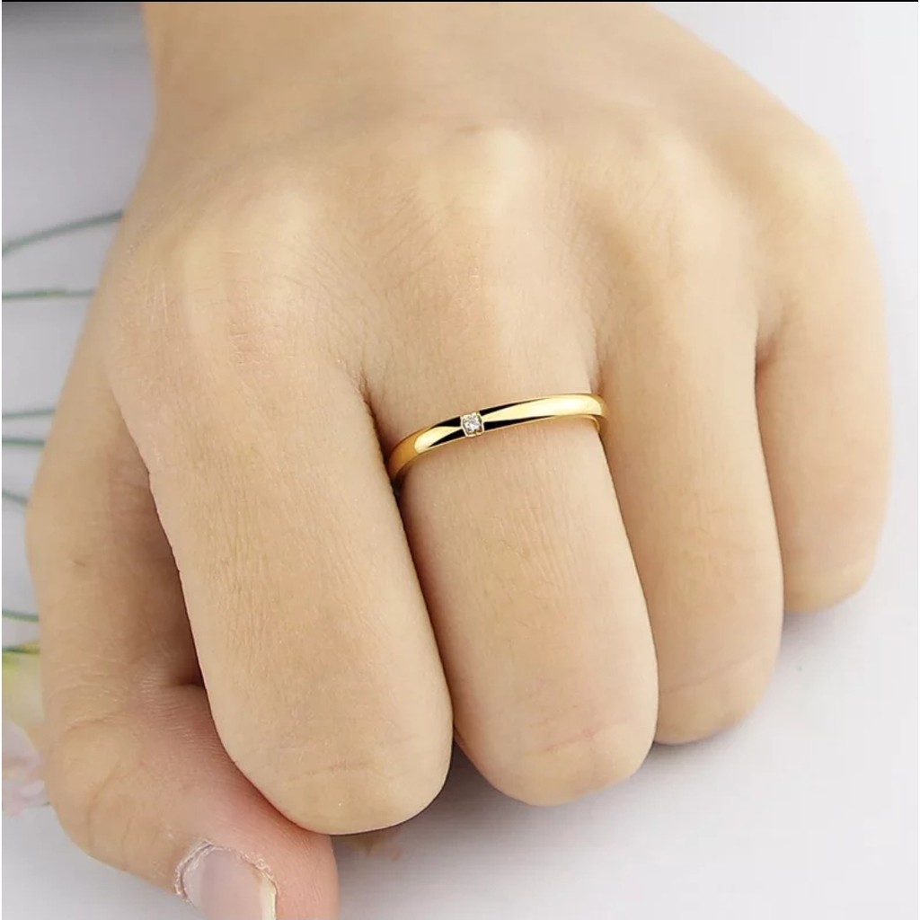 Cincin Titanium Model Persegi Classic Ring Tersedia Warna Rosegold dan Gold