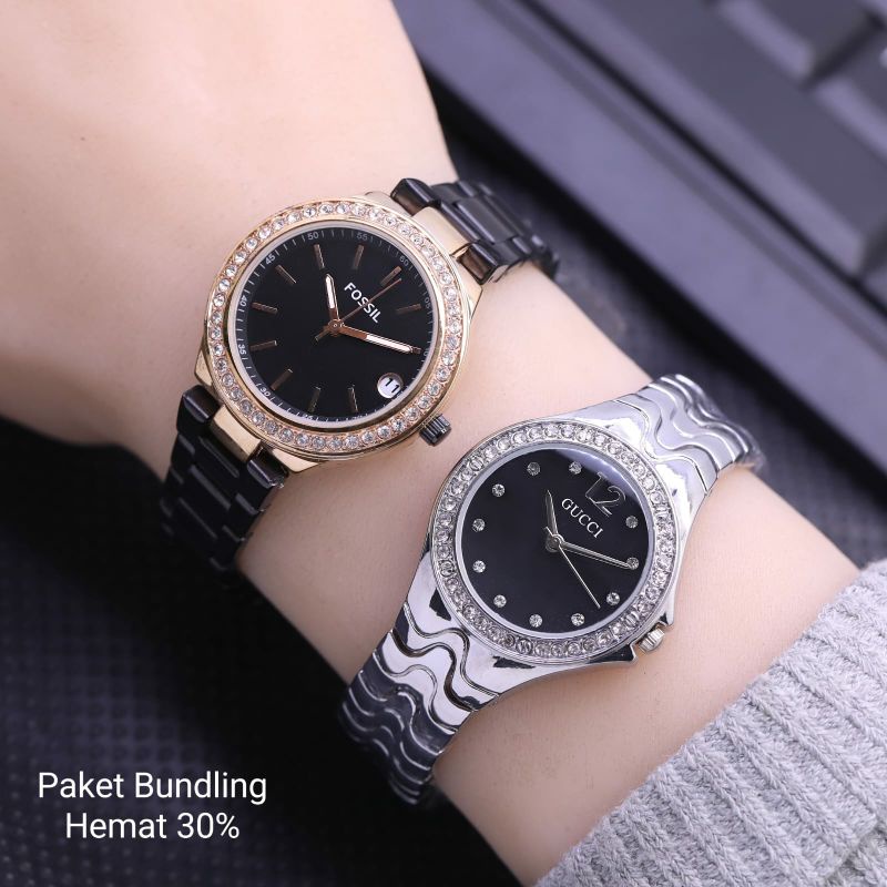 Paket Bundling Buy 1 Get 2 Jam Tangan F0ss1l + Gucc1 Terlaris Wanita Best Price Hot Sale