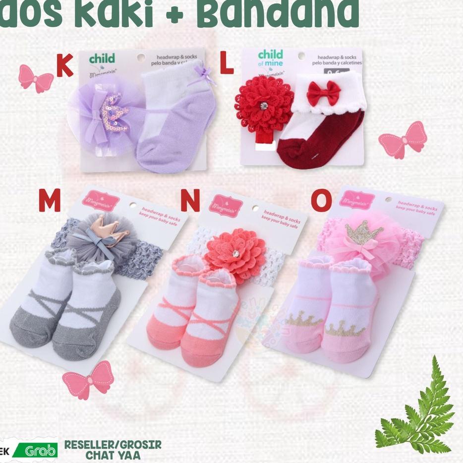 Spesial Minggu Ini Kaos Kaki Bandana Set Cantik Lucu Fashion 0-12 bulan