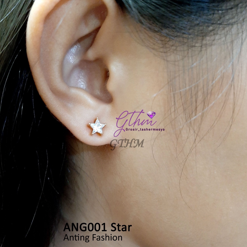 Anting Bintang Stud Solitaire Anti Karat Perhiasan Import Kualitas Premium ANG001