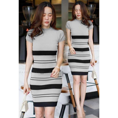 DRES RAJUT WANITA CASUAL / RAJUT DRESS PRES BODY/ STRIPE  DRES PREMIUM/FELICE DRESS