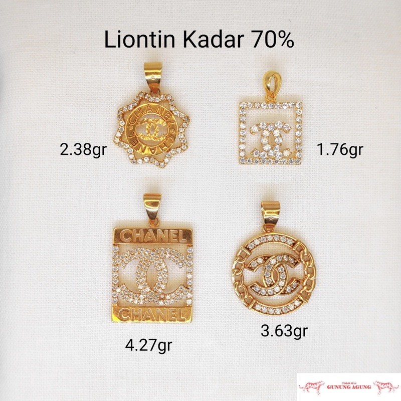 Aneka Liontin channel Fashion Emas Kuning Asli Kadar 700 Bandul Kalung asli bekasi timur cikarang