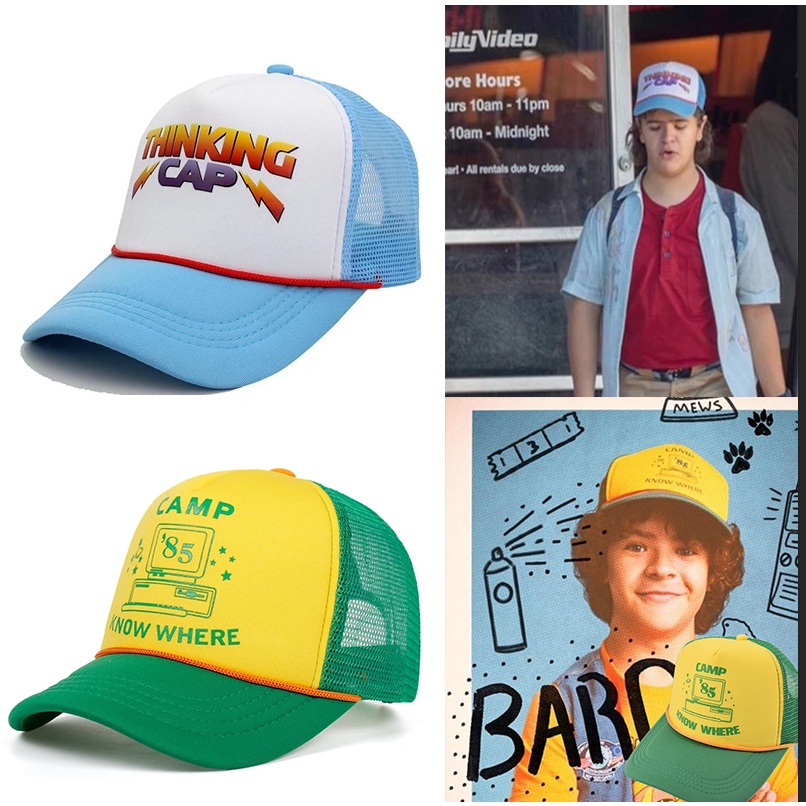 Topi Desain Stranger Things Dustin Bahan Mesh Warna Kuning Hijau 85 Know Where Adjustable Untuk Pria Dan Wanita