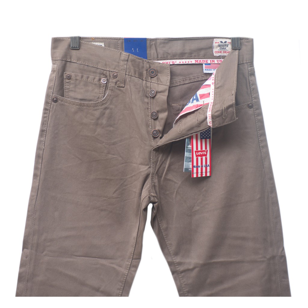 Levis 501 USA - Celana Panjang Pria - Bahan Kanvas Sand Brown