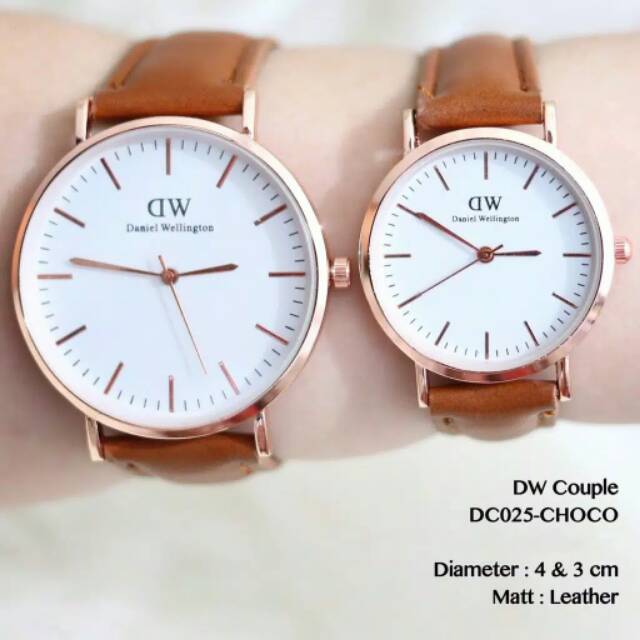 Terima COD)Jam Tangan Couple WD Strap Kulit Plat Putih (Dikirim Dari Jakarta)