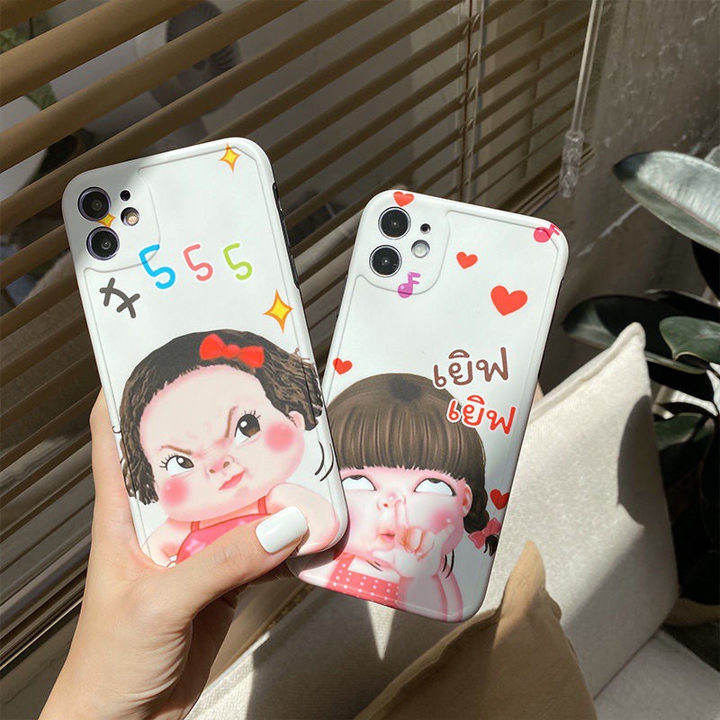 Casing Ponsel dengan Pola gadis gemuk lucu untuk IPhone 12 12promax Cute 7 8Plus SE X XS Anti-fall XR Xsmax 11 11pro 11promax Casing Ponsel Silikon Ggnh