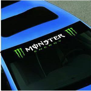 Stiker Mobil Kaca Depan MONSTER With Background Hitam