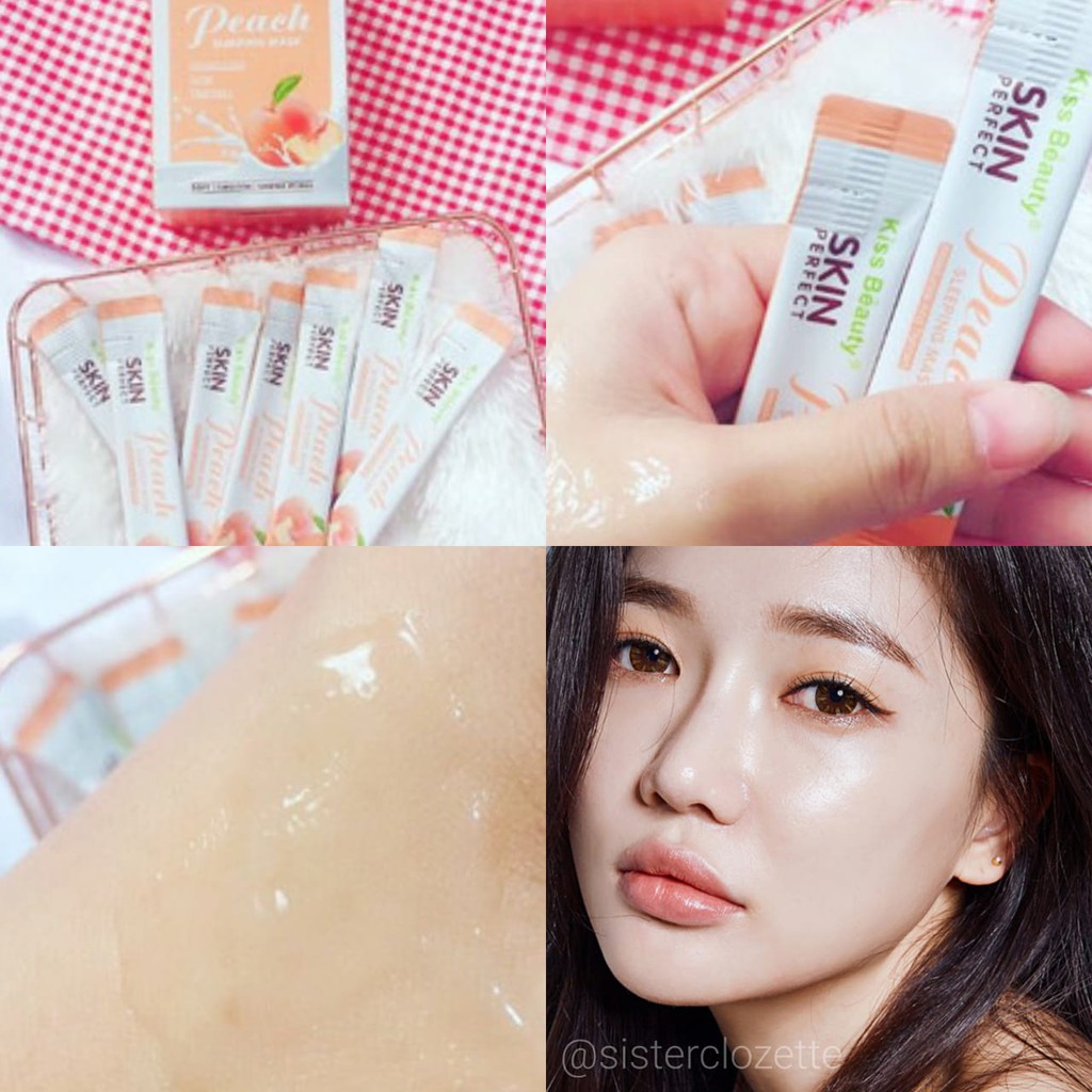 KISS BEAUTY PEACH SLEEPING MASK 4ML SACHET (MASKER MUKA THAILAND PEMUTIH WAJAH)