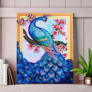 DIY Lukisan Diamond 5D dengan Gambar  Mozaik Burung Merak 