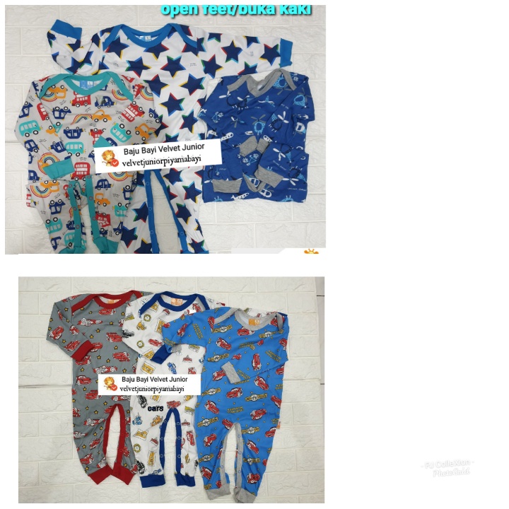 Velvet Junior Dreamwear / Sleepwear Jumper Buka Kaki /open Feet(3 pcs)