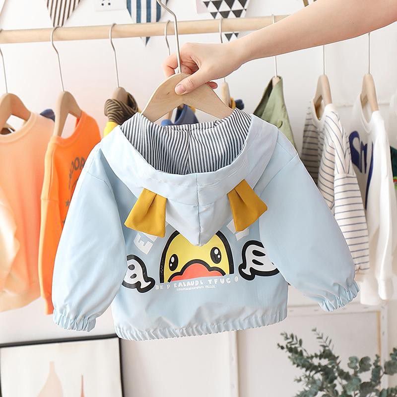 jaket import anak laki laki waterproof parasut motif bebek coat hujan  import grosir korea
