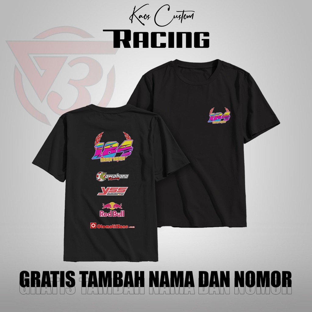 G-THREE (G-36) | Baju Kaos Racing Team Custom Request Bisa Tambah Nama dan Nomor Start Suka Suka Ful
