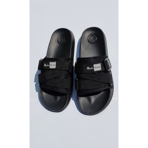 Sandal Slide Pria Wanita Stereo Full Black Sandal Slip