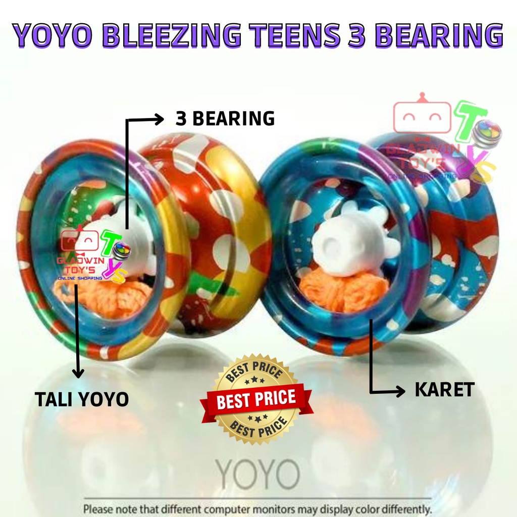 YOYO 3 BEARING WARNA BLAZING TEENS YOYO KARET ISI 1 PCS