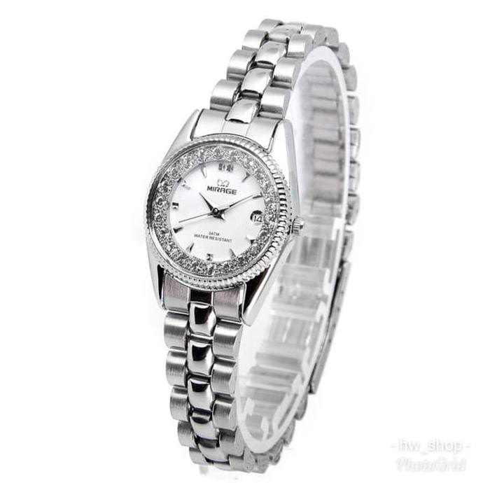 Jam Tangan Wanita Mirage Permata Silver Original