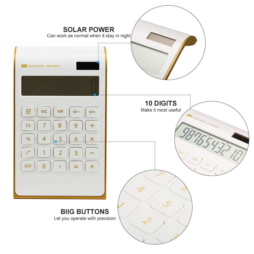 Kalkulator 10 Digit Slim Tenaga Surya Dual Power Portable Untuk Kantor / Sekolah