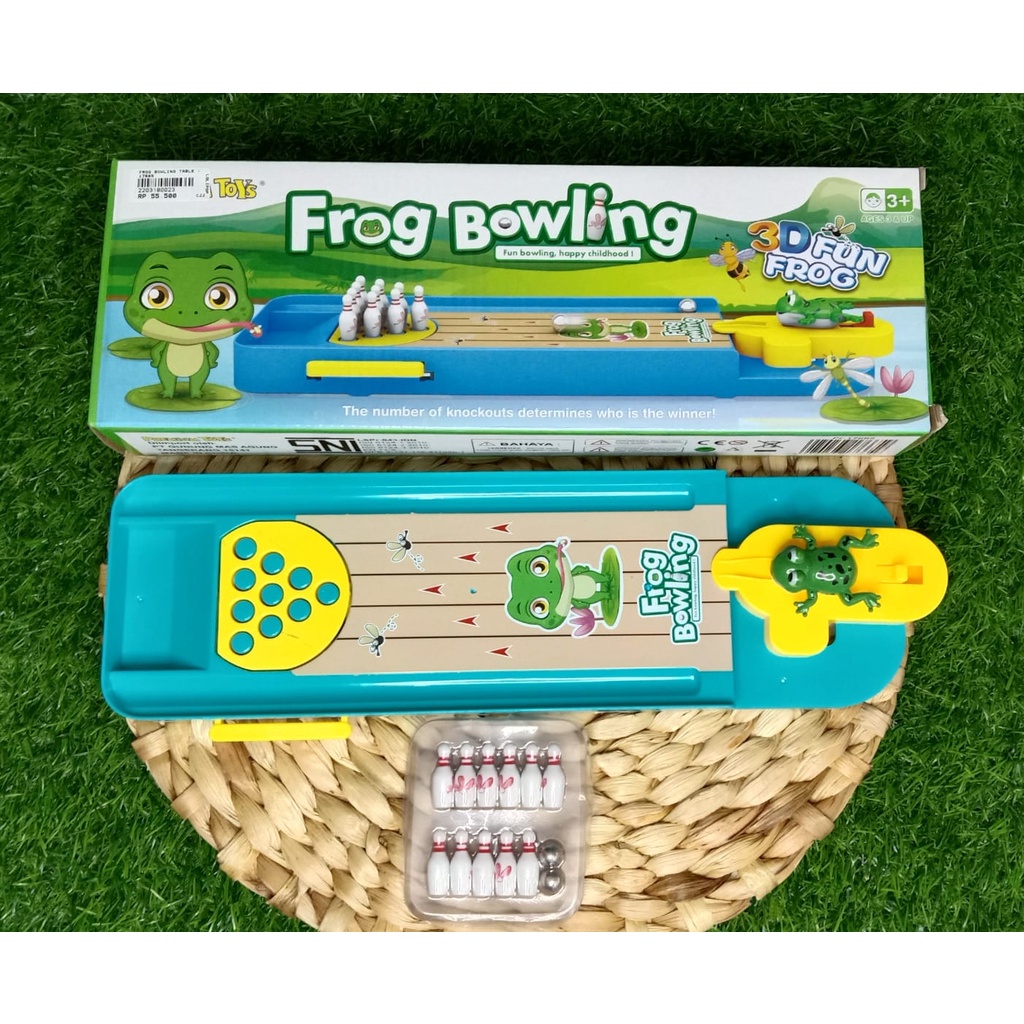 Mainan Edukasi Anak Bowling Mini / Mainan Interaktif Frog Bowling