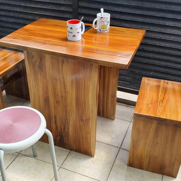 Kayu Meja Tamu Minimalis Kayu Jati Asli 100X60X60X3Cm