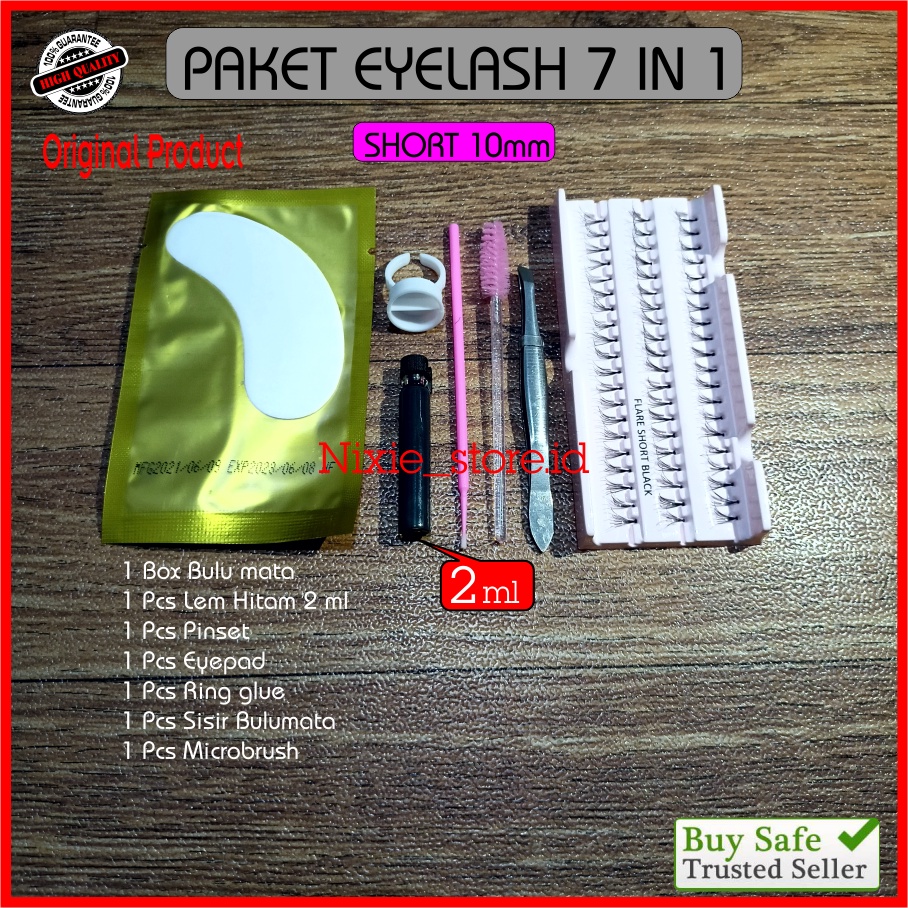 Paket Bulu Mata Tanam 7 in 1 Eyelash Extension Extensi Bulumata Natural Lentik Lembut Halus