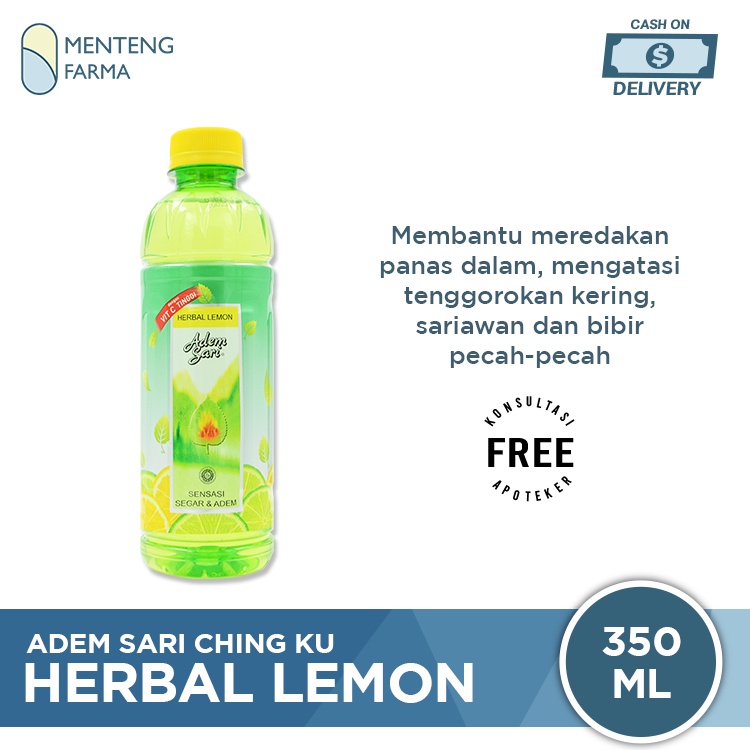 Adem Sari Ching Ku Herbal Lemon 350 mL - Minuman Penyegar Panas Dalam Botol RTD