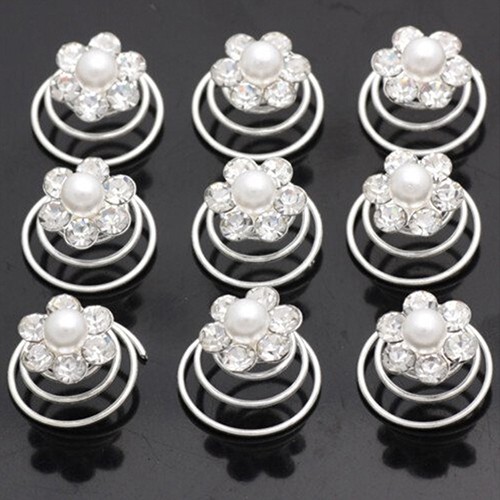 Wedding Bridal Hair Pins Rhinestone Twists Coil Flower Swirl Spiral Hairpin HIASAN RAMBUT SPIRAL12