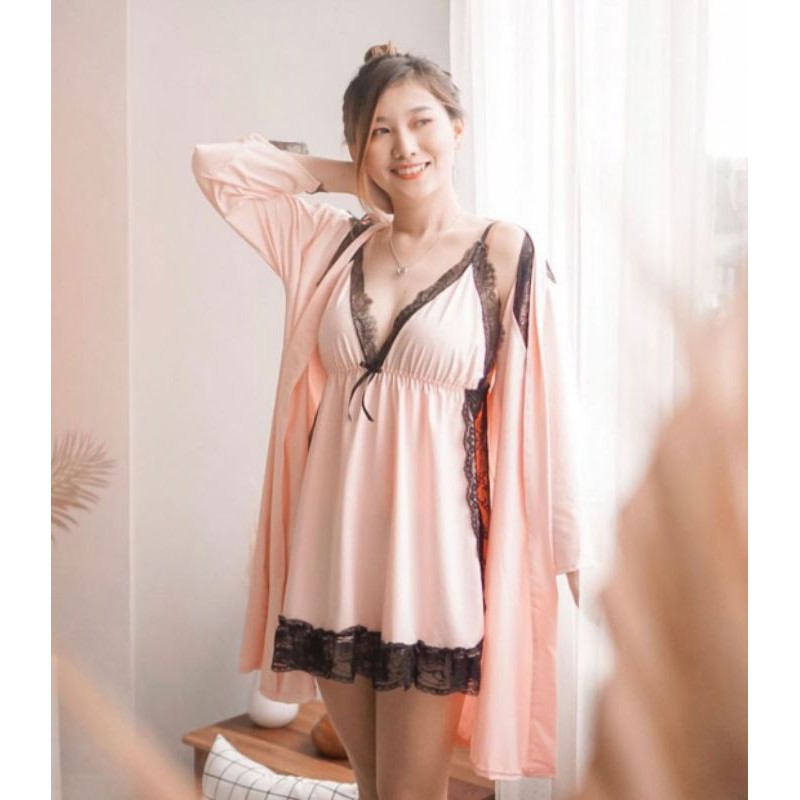 WAINODSHOP BENITA KIMONO + DRESS SOFT PEACH