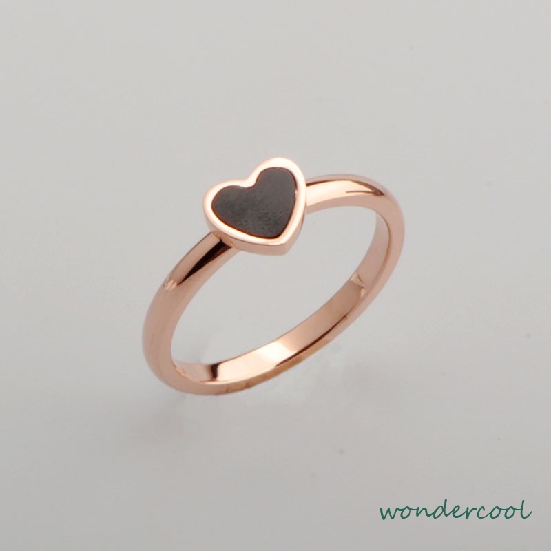 Korean Cinta Hati Cincin Titanium Lapisan Emas Model  Rose Gold-Won