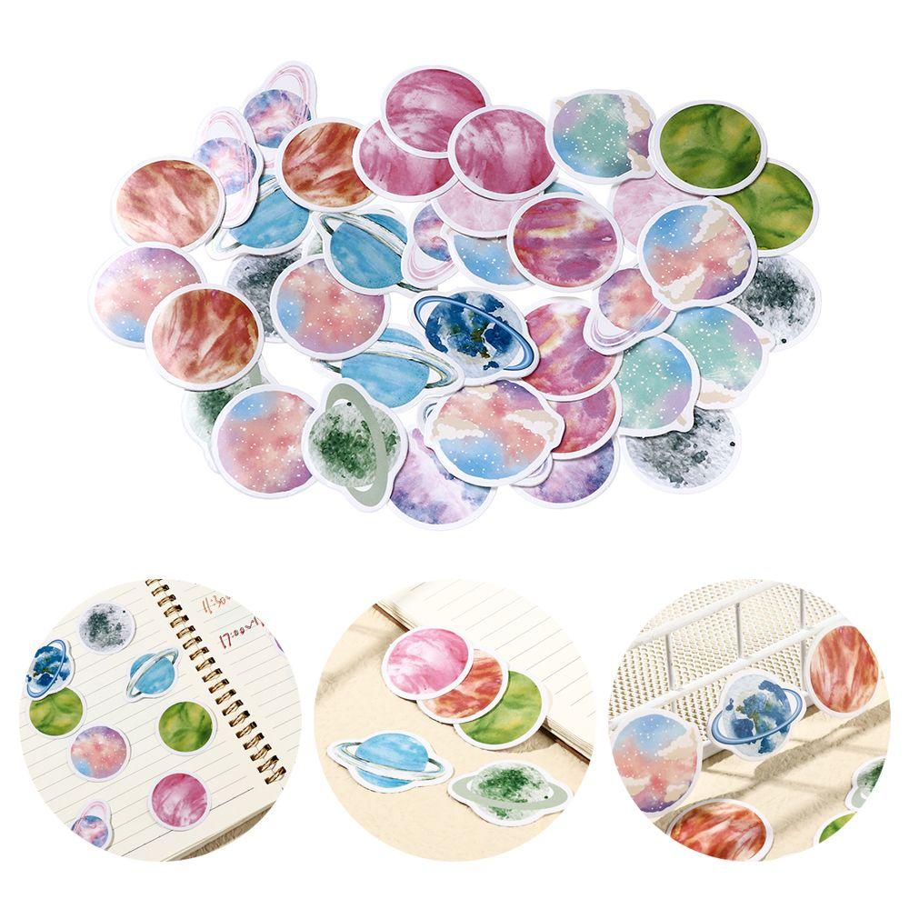 R-flower Space Planets Sticker Lucu Kertas Jepang Scrapbooking Kartun