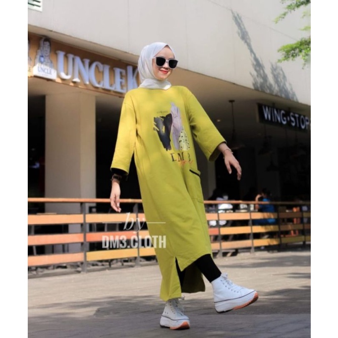 long tunik dres lime baju wanita/original dm 3 cloth.combat 20S#