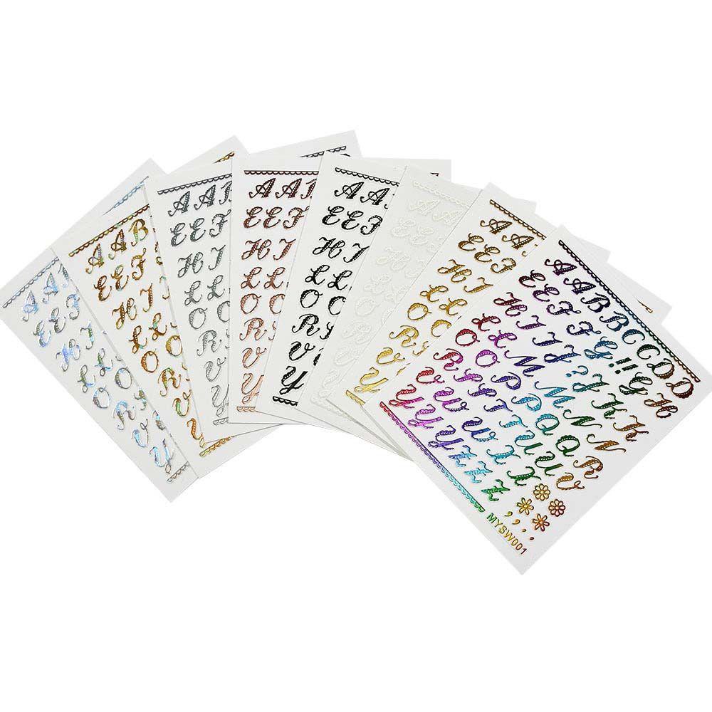 Mxbeauty Huruf Stiker Kuku Jepang Warna-Warni Fashion Self Adhesive Nail Art Dekorasi