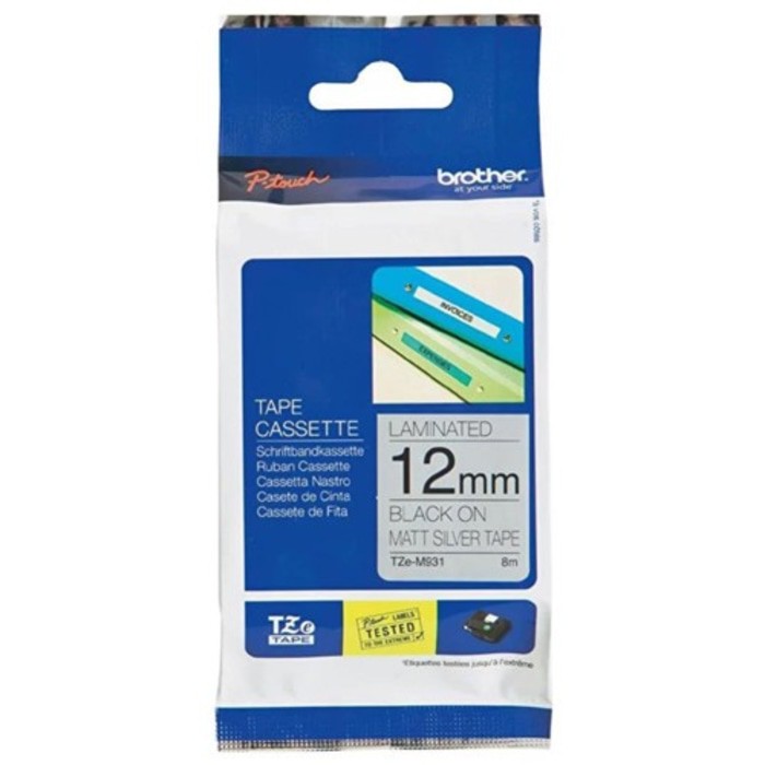 

Brother Label Tape TZe-M931 Black On Silver Matte 12mm