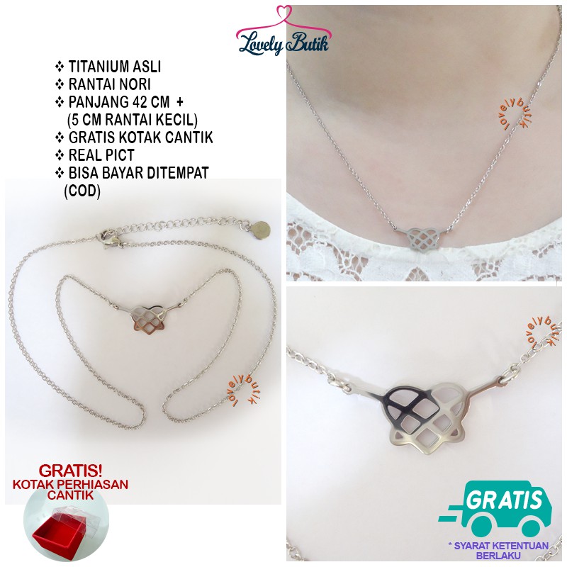 Lovelybutik Kalung Titanium Anti Karat 4ndin Kalung Ikatan Cinta Titanium Anti Luntur Anti Karat