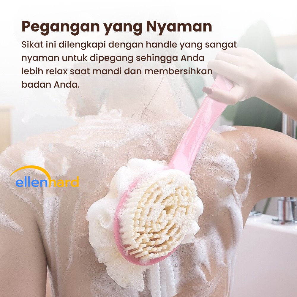 Alat Sikat Mandi Punggung Penggosok Punggung Badan Busa Mandi with Shower Puff Pink