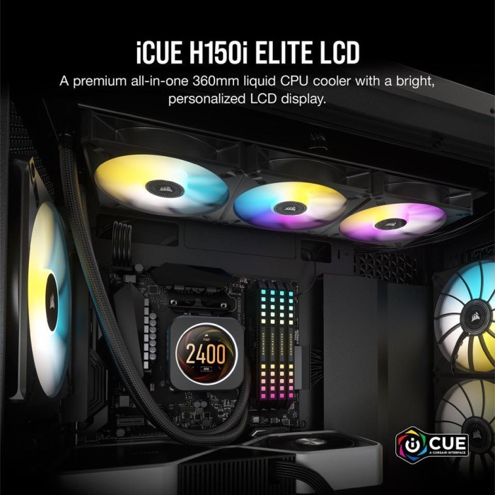 Corsair iCUE H150i ELITE LCD Display Liquid CPU Cooler AIO 360mm ARGB